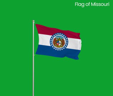 Missouri 'nin yüksek detaylı bayrağı. Missouri eyalet bayrağı, Missouri bayrağı. Missouri bayrağı. ABD. Amerika.
