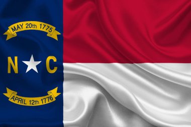 Kuzey Carolina 'nın yüksek detaylı bayrağı. Kuzey Carolina bayrağı, Ulusal Kuzey Carolina bayrağı. Kuzey Carolina bayrağı. ABD. Amerika.