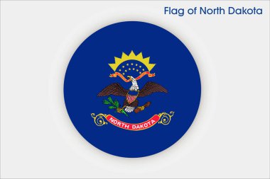Kuzey Dakota 'nın yüksek detaylı bayrağı. Kuzey Dakota eyalet bayrağı, Ulusal Kuzey Dakota bayrağı. Kuzey Dakota bayrağı. ABD. Amerika.