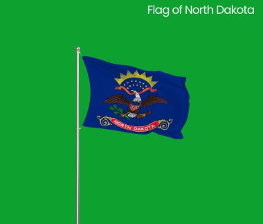 Kuzey Dakota 'nın yüksek detaylı bayrağı. Kuzey Dakota eyalet bayrağı, Ulusal Kuzey Dakota bayrağı. Kuzey Dakota bayrağı. ABD. Amerika.
