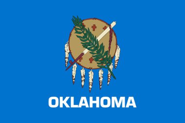 Oklahoma 'nın yüksek detaylı bayrağı. Oklahoma eyalet bayrağı, Ulusal Oklahoma bayrağı. Oklahoma eyaleti bayrağı. ABD. Amerika.