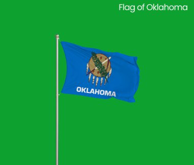 Oklahoma 'nın yüksek detaylı bayrağı. Oklahoma eyalet bayrağı, Ulusal Oklahoma bayrağı. Oklahoma eyaleti bayrağı. ABD. Amerika.