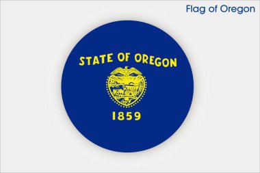 Oregon 'un yüksek detaylı bayrağı. Oregon eyalet bayrağı, Ulusal Oregon bayrağı. Oregon bayrağı. ABD. Amerika.