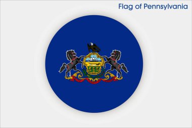 Pennsylvania 'nın yüksek detaylı bayrağı. Pennsylvania eyalet bayrağı, Ulusal Pennsylvania bayrağı. Pennsylvania eyaleti bayrağı. ABD. Amerika.