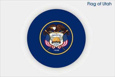Utah 'ın yüksek detaylı bayrağı. Utah eyalet bayrağı, Ulusal Utah bayrağı. Utah bayrağı. ABD. Amerika.