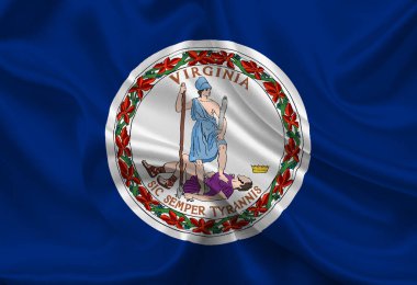 Virginia 'nın yüksek detaylı bayrağı. Virginia eyalet bayrağı, Ulusal Virginia bayrağı. Virginia bayrağı. ABD. Amerika.