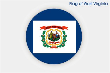 Batı Virginia 'nın yüksek detaylı bayrağı. Batı Virginia eyalet bayrağı, Ulusal Batı Virginia bayrağı. Batı Virginia eyaletinin bayrağı. ABD. Amerika.