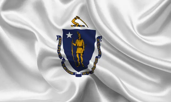 Stock image High detailed flag of Massachusetts. Massachusetts state flag, National Massachusetts flag. Flag of state Massachusetts. USA. America.