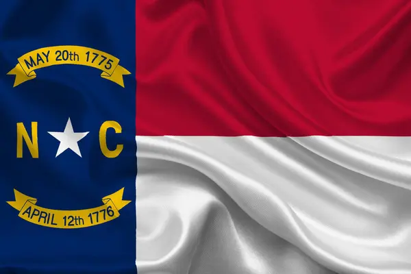 Kuzey Carolina 'nın yüksek detaylı bayrağı. Kuzey Carolina bayrağı, Ulusal Kuzey Carolina bayrağı. Kuzey Carolina bayrağı. ABD. Amerika.
