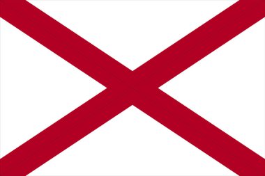Alabama 'nın yüksek detaylı bayrağı. Alabama eyalet bayrağı, Ulusal Alabama bayrağı. Alabama bayrağı. ABD. Amerika.
