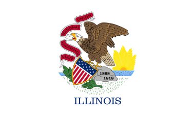Illinois 'in yüksek detaylı bayrağı. Illinois eyalet bayrağı, Ulusal Illinois bayrağı. Illinois eyaleti bayrağı. ABD. Amerika.