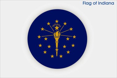 Yüksek detaylı Indiana bayrağı. Indiana eyalet bayrağı, Ulusal Indiana bayrağı. Indiana eyaletinin bayrağı. ABD. Amerika. Yeşil arka plan. 3 Boyutlu Hazırlama.