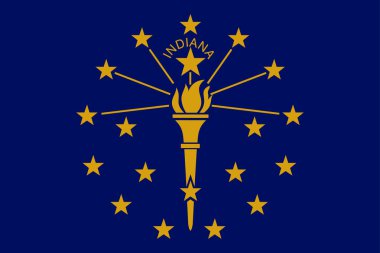 Yüksek detaylı Indiana bayrağı. Indiana eyalet bayrağı, Ulusal Indiana bayrağı. Indiana eyaletinin bayrağı. ABD. Amerika. Yeşil arka plan. 3 Boyutlu Hazırlama.