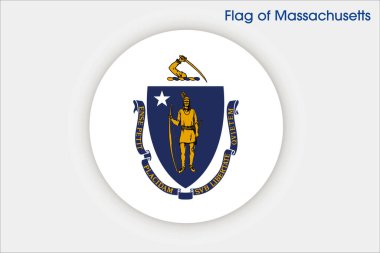 Massachusetts 'in yüksek detaylı bayrağı. Massachusetts eyalet bayrağı, Ulusal Massachusetts bayrağı. Massachusetts bayrağı. ABD. Amerika.