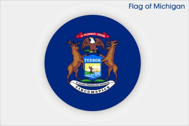 Michigan 'ın yüksek detaylı bayrağı. Michigan eyalet bayrağı, Michigan bayrağı. Michigan bayrağı. ABD. Amerika.
