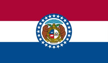 Missouri 'nin yüksek detaylı bayrağı. Missouri eyalet bayrağı, Missouri bayrağı. Missouri bayrağı. ABD. Amerika.