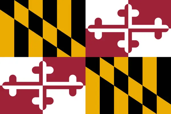 Maryland 'in yüksek detaylı bayrağı. Maryland eyalet bayrağı, Ulusal Maryland bayrağı. Maryland eyaleti bayrağı. ABD. Amerika.