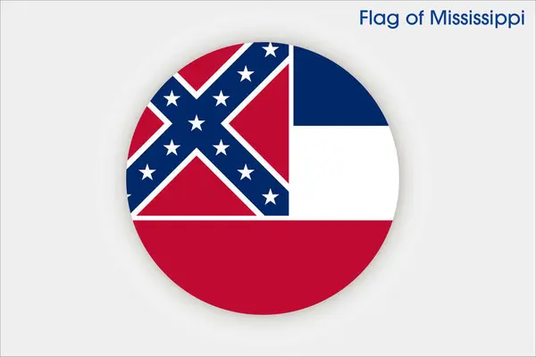 Mississippi 'nin yüksek detaylı bayrağı. Mississippi bayrağı, Mississippi bayrağı. Mississippi bayrağı. ABD. Amerika.