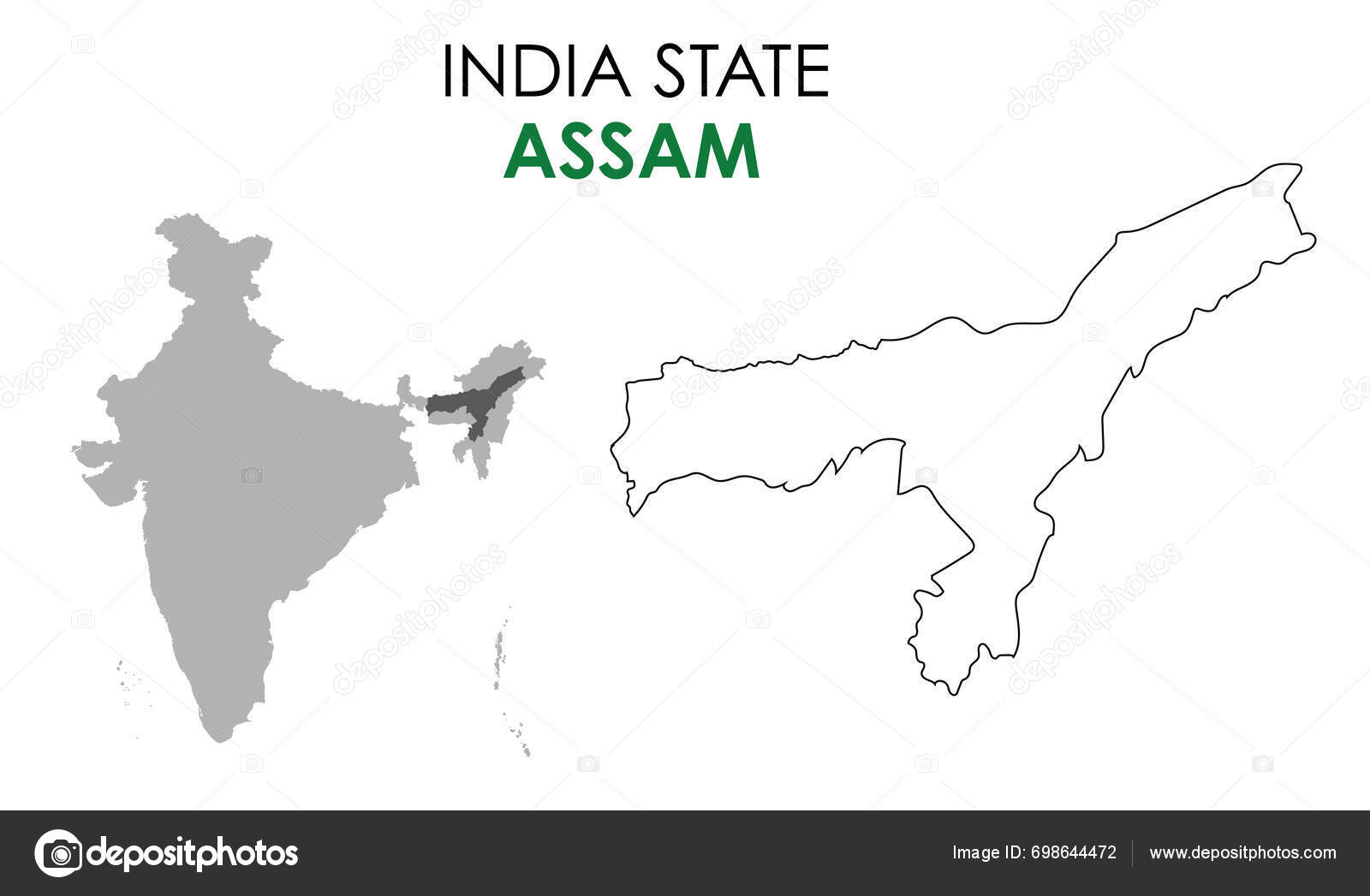 Assam Mapa Del Estado Indio Assam Mapa Vector Ilustración Mapa Vector ...