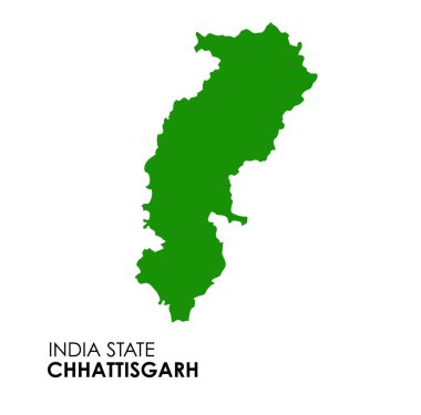 Hint devletinin Chhattisgarh haritası. Chhattisgarh harita çizimi. Beyaz Arkaplan.
