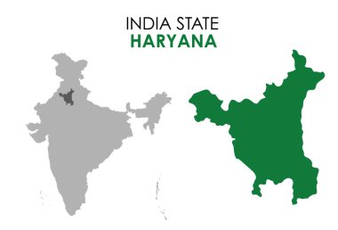 Hint devletinin Haryana haritası. Haryana harita vektör çizimi. Beyaz arkaplanda Haryana haritası.