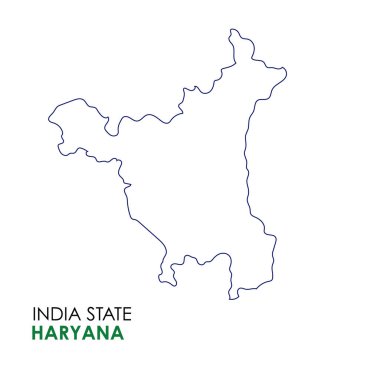 Hint devletinin Haryana haritası. Haryana harita vektör çizimi. Beyaz arkaplanda Haryana haritası.