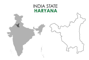 Hint devletinin Haryana haritası. Haryana harita vektör çizimi. Beyaz arkaplanda Haryana haritası.