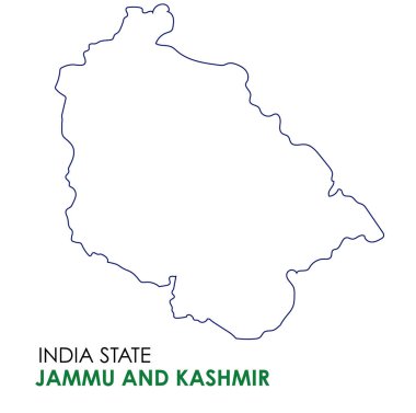 Jammu ve Hindistan devletinin haritası. Jammu ve kaşmir harita vektör çizimi.