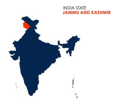 Jammu ve Hindistan devletinin haritası. Jammu ve kaşmir harita vektör çizimi.