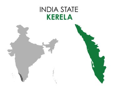 Kerala map of Indian state. Kerala map vector illustration. Kerala vector map on white background. clipart