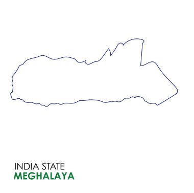Meghalaya Hint devletinin haritası. Meghalaya harita vektör çizimi. Beyaz arkaplanda Meghalaya haritası.
