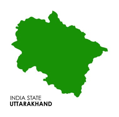 Hindistan 'ın Uttarakhand haritası. Uttarakhand harita vektör çizimi. Beyaz arkaplan.