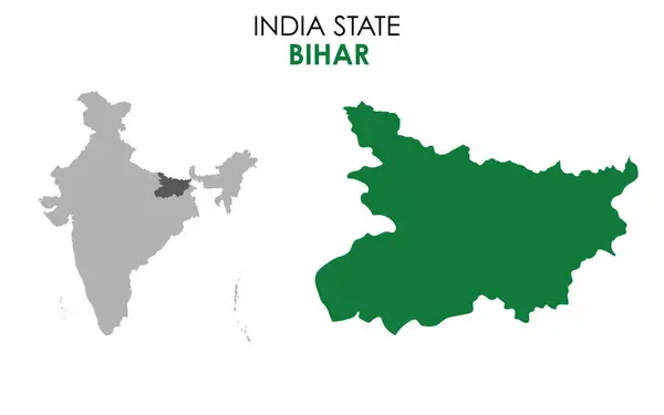 Hint devletinin Bihar haritası. Bihar harita vektör çizimi. Beyaz arkaplanda Bihar vektör haritası.