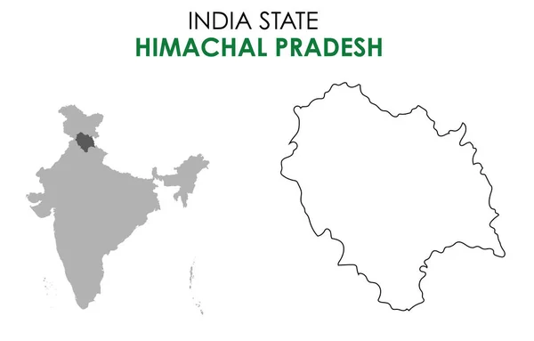 Himachal Pradesh Hint devletinin haritası. Himachal Pradesh harita vektör çizimi.