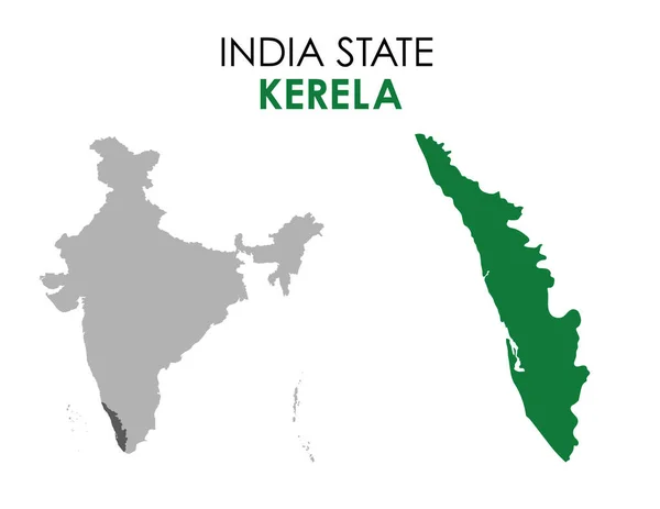 Hint devletinin Kerala haritası. Kerala harita vektör çizimi. Beyaz arkaplanda Kerala vektör haritası.