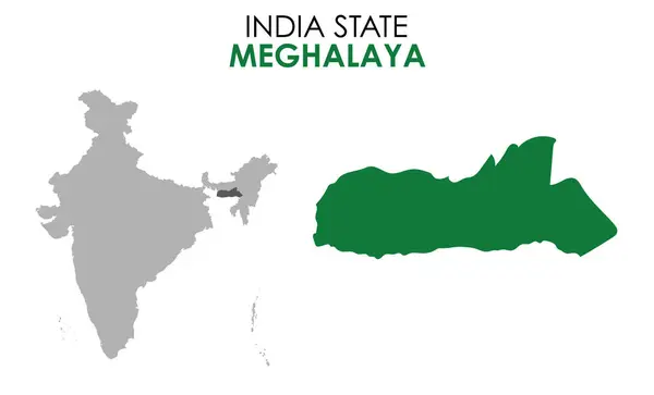 Meghalaya Hint devletinin haritası. Meghalaya harita vektör çizimi. Beyaz arkaplanda Meghalaya haritası.