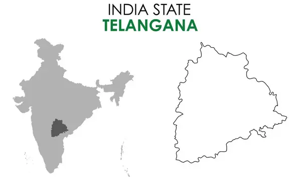 Hindistan 'ın Telangana haritası. Telangana harita vektör çizimi. Beyaz arkaplanda Telangana haritası.