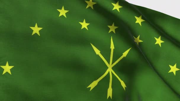 Hög Detaljerad Flagga Adygea Nationell Adygea Flagga Europa Render Flagga — Stockvideo