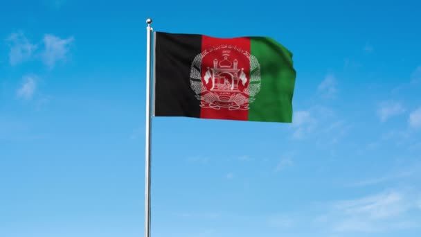 Bandeira Alta Detalhada Afeganistão Bandeira Nacional Afeganistão Fundo Verde Ilustração — Vídeo de Stock