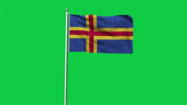 Высокий Детальный Флаг Аланда Флаг Аландского Государства Render Флаг Зеленом — стоковое видео