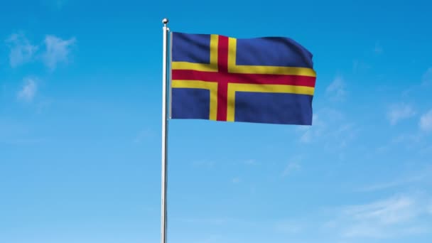 Högt Detaljerad Flagga Åland Nationell Landflagga Render Sky Bakgrund — Stockvideo