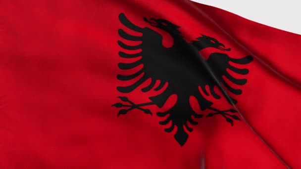 Albánia Nagy Részletességű Zászlója Nemzeti Albánia Zászló Európába Illusztráció Selyemszövet — Stock videók