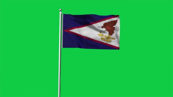 アメリカ領サモアの国旗 アメリカ領サモアの国旗 3Dレンダリング グリーンバックの旗 — ストック動画