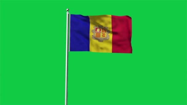 Высокий Детальный Флаг Андорры Флаг Андорры Европе Render Флаг Зеленом — стоковое видео
