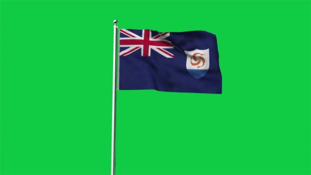Hög Detaljerad Flagga Anguilla Nationell Anguilla Flagga Render Flagga Grön — Stockvideo