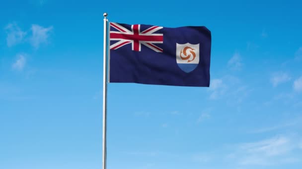Hög Detaljerad Flagga Anguilla Nationell Anguilla Flagga Render Sky Bakgrund — Stockvideo