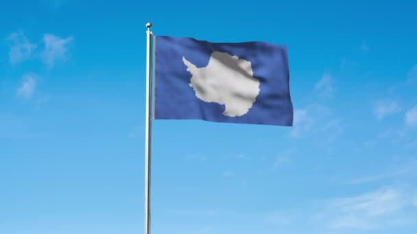 Hoge Gedetailleerde Vlag Van Antarctica Nationale Antarctica Vlag Illustratie Luchtachtergrond — Stockvideo