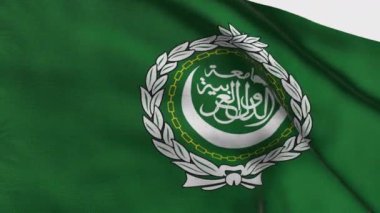 Arap Birliği 'nin yüksek detaylı bayrağı. Ulusal Arap Birliği bayrağı. Asya. Üç boyutlu çizim. İpek kumaş bayrağı.