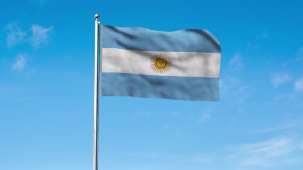 Alta Bandera Detallada Argentina Bandera Nacional Argentina Sudamérica Render Cielo — Vídeos de Stock