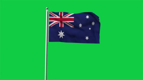 高度详细的澳大利亚国旗 澳大利亚国旗 大洋洲 3D渲染 绿色背景的旗帜 — 图库视频影像